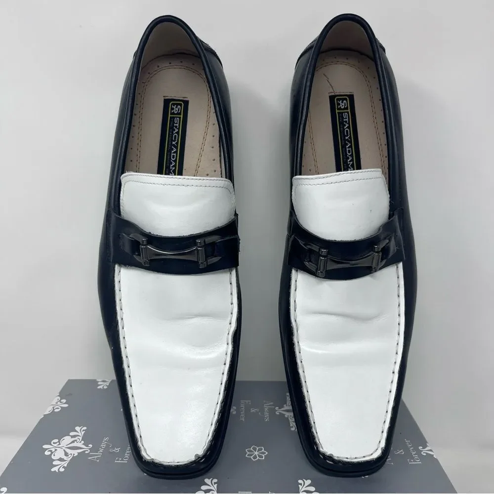 Stacy Adams Wana Bond Street Two-tone Black White Leather Loafers 10